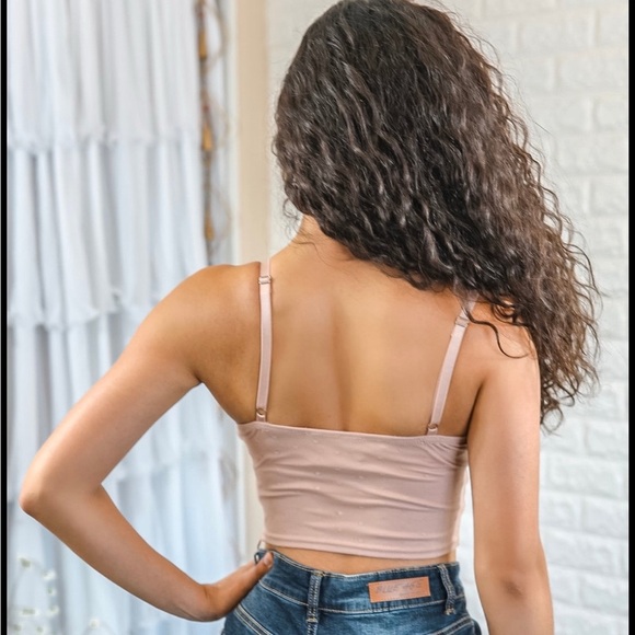 Lace Trimmed Beige Bustier Top - Picture 3 of 3